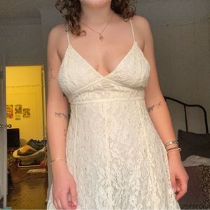 Ivory lace spaghetti strap dress